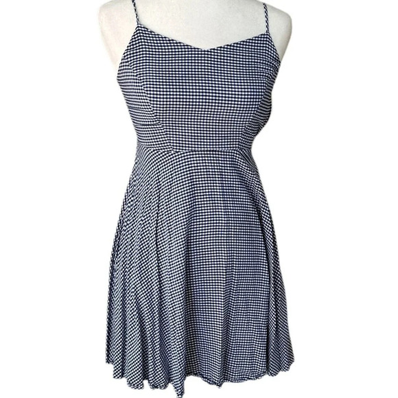 OLD NAVY Blue Gingham Fit & Flare Dress - size XS - Picture 1 of 12